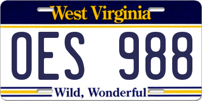 WV license plate OES988