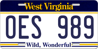 WV license plate OES989