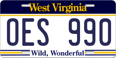 WV license plate OES990