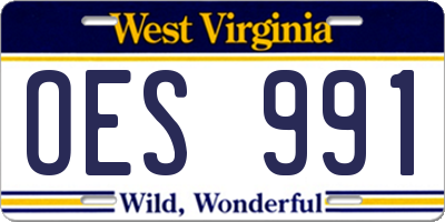 WV license plate OES991