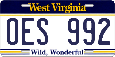 WV license plate OES992