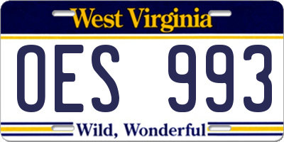 WV license plate OES993