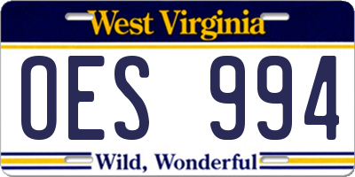 WV license plate OES994