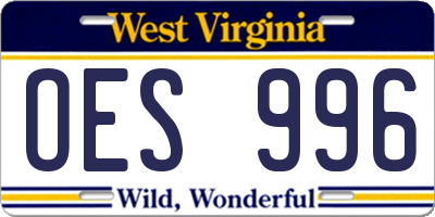 WV license plate OES996