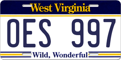 WV license plate OES997