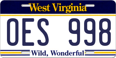 WV license plate OES998
