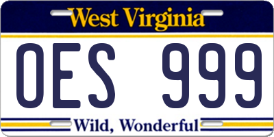 WV license plate OES999