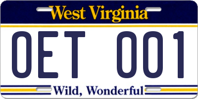 WV license plate OET001