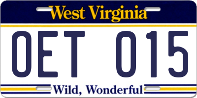 WV license plate OET015