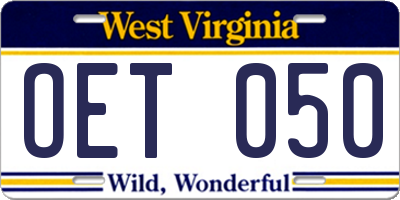WV license plate OET050