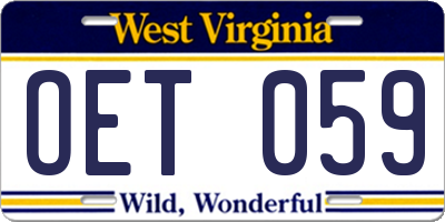 WV license plate OET059