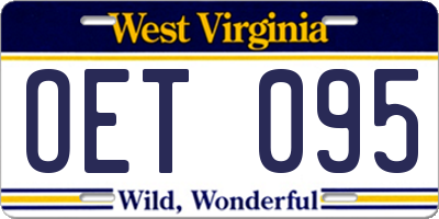 WV license plate OET095