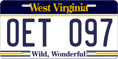 WV license plate OET097