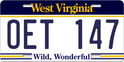 WV license plate OET147