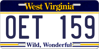 WV license plate OET159
