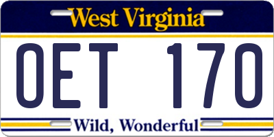 WV license plate OET170
