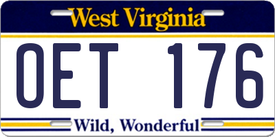 WV license plate OET176