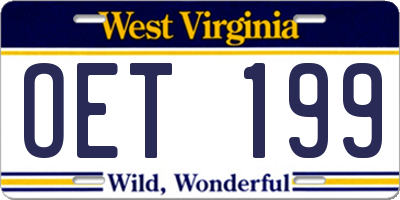 WV license plate OET199