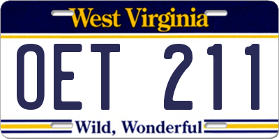WV license plate OET211
