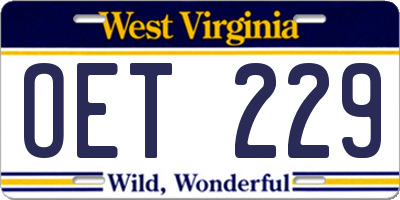 WV license plate OET229