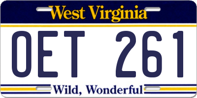 WV license plate OET261