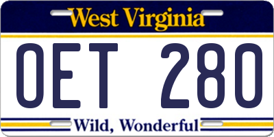 WV license plate OET280