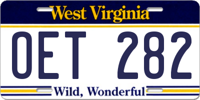 WV license plate OET282