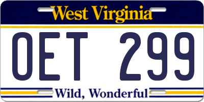 WV license plate OET299