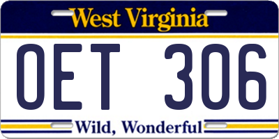 WV license plate OET306