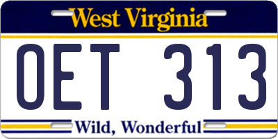 WV license plate OET313
