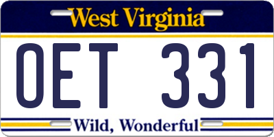 WV license plate OET331