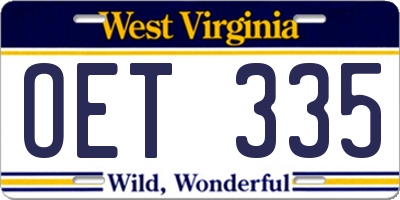 WV license plate OET335