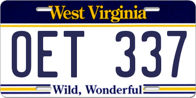 WV license plate OET337