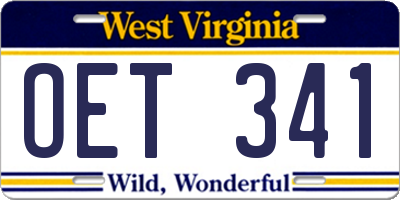 WV license plate OET341