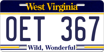WV license plate OET367