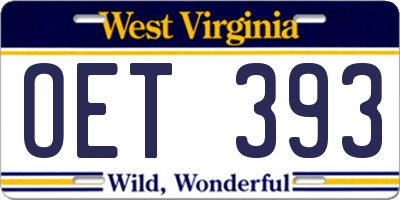 WV license plate OET393