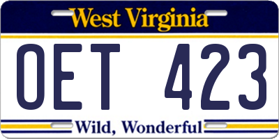 WV license plate OET423