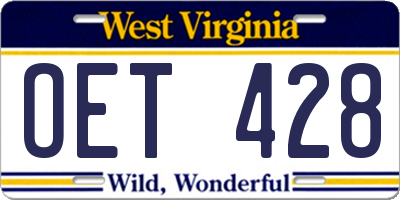 WV license plate OET428