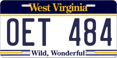WV license plate OET484
