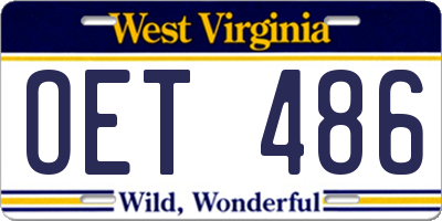 WV license plate OET486