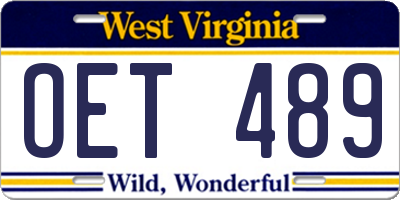 WV license plate OET489