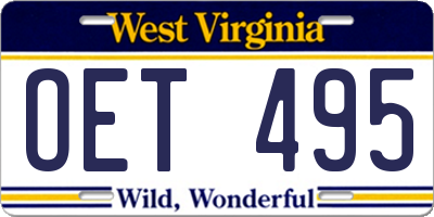 WV license plate OET495