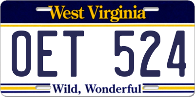 WV license plate OET524