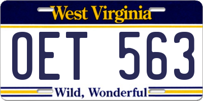 WV license plate OET563