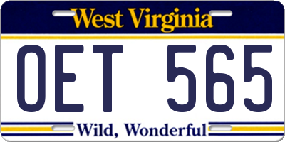 WV license plate OET565