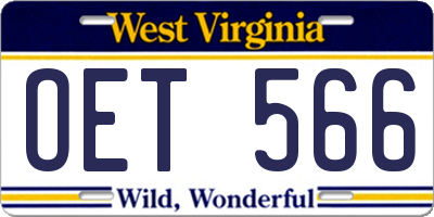 WV license plate OET566
