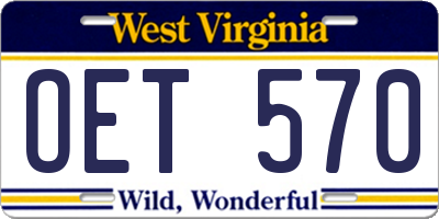 WV license plate OET570