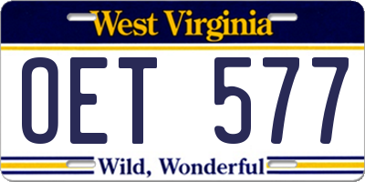 WV license plate OET577