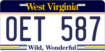 WV license plate OET587