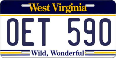 WV license plate OET590